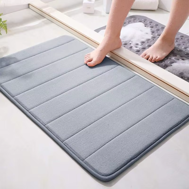 Lot 2 tapis bain en mousse à mémoire forme, doux, confortable, antidérapant, à séchage rapide, pour salle