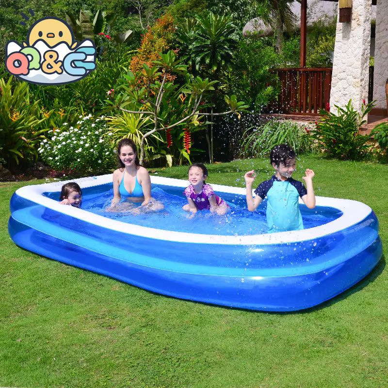 Grande piscine gonflable d'été pour enfants, jouet d'extérieur rectangulaire en PVC, pour la famille, pour bébé, 2/2 m