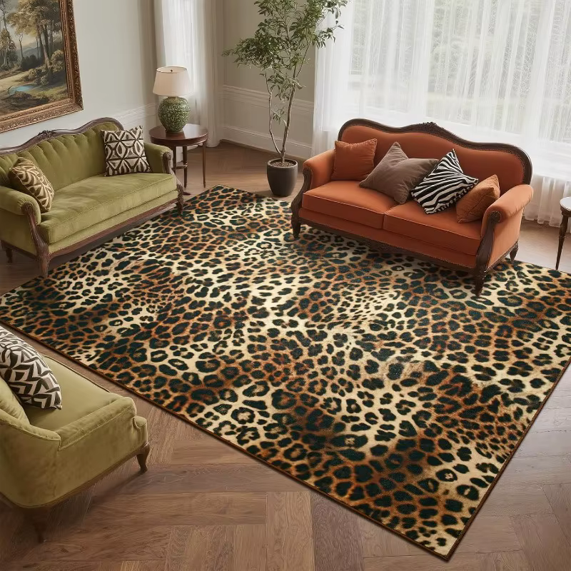Tapis imprimé léopard antidérapant