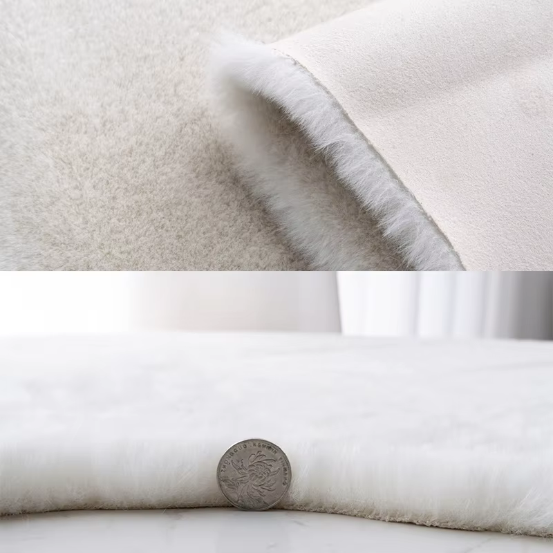 Tapis rond en fausse fourrure de lapin pour chambre à coucher
