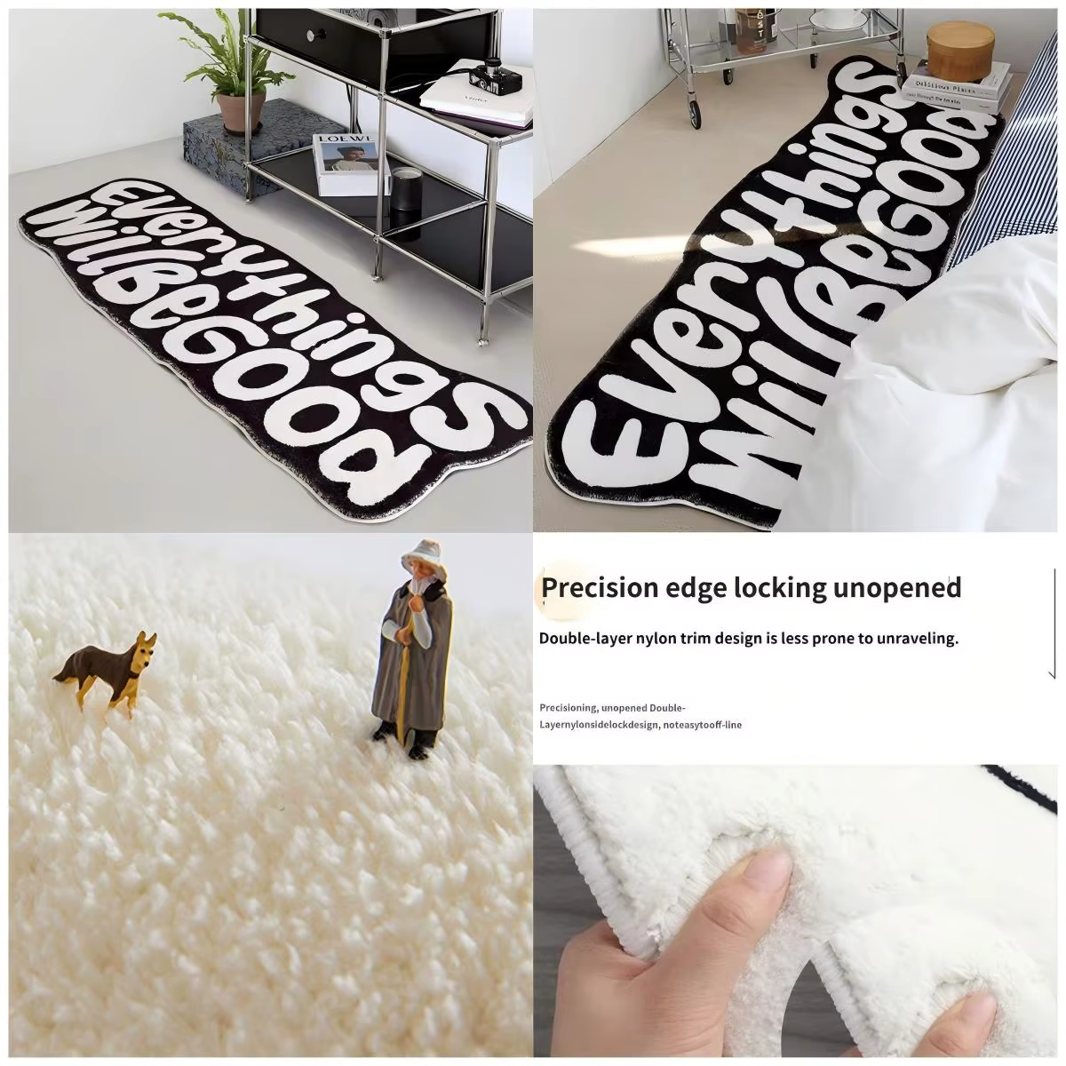 VIKAMA noir et blanc lettres Imitation cachemire bande tapis décoration de la maison refroidissement chambre lit