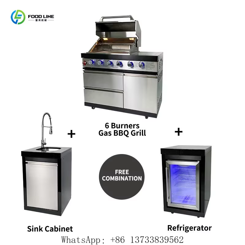 Îlot de cuisine portable haut de gamme personnalisé pour l'extérieur avec roues, idéal pour le camping, les jardins, les zones de supporters de football et les fêtes