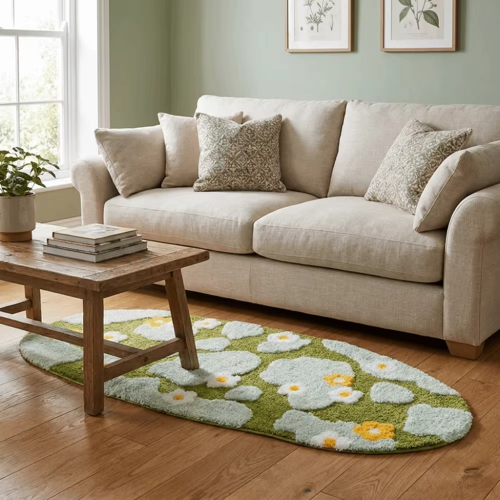 Tapis de décoration intérieure irrégulier en imitation cachemire