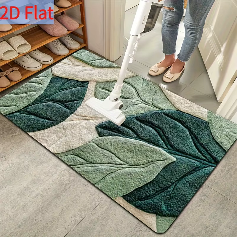 Tapis de cuisine à motif de feuilles vertes printanières