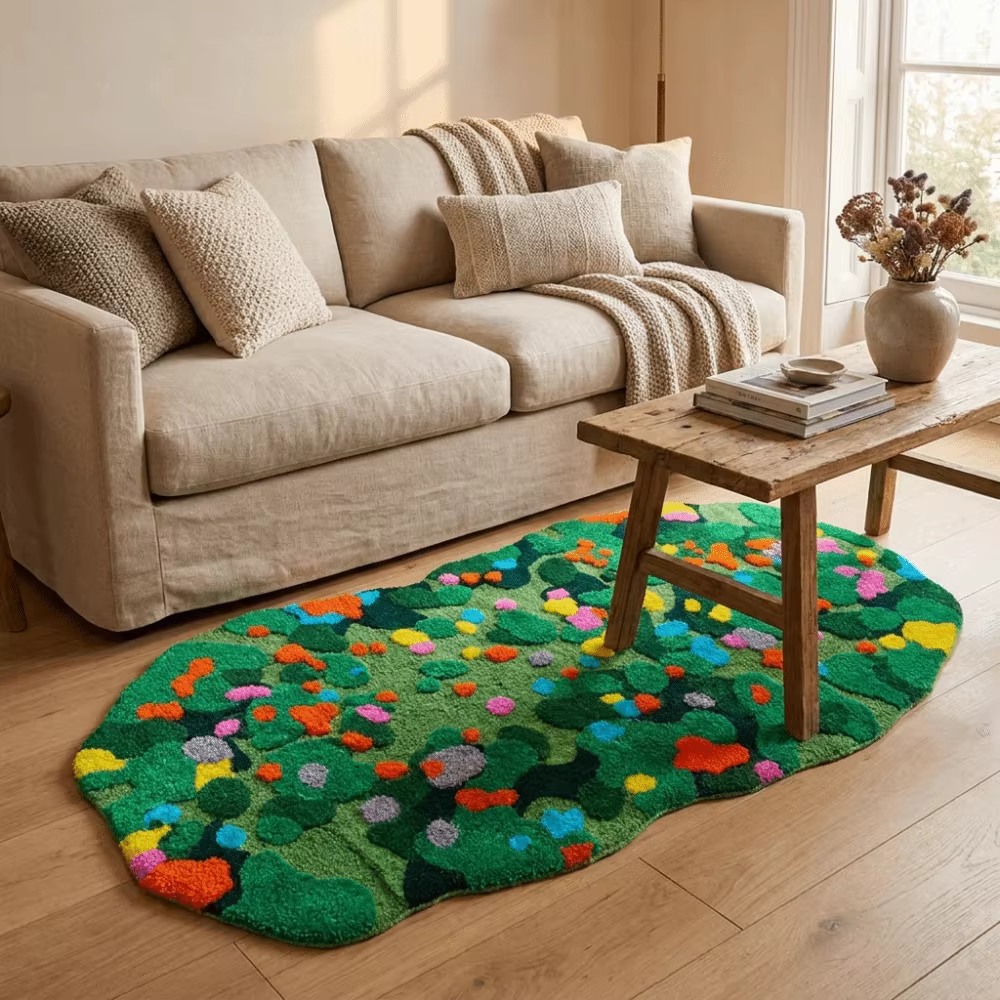 Tapis de décoration intérieure irrégulier en imitation cachemire