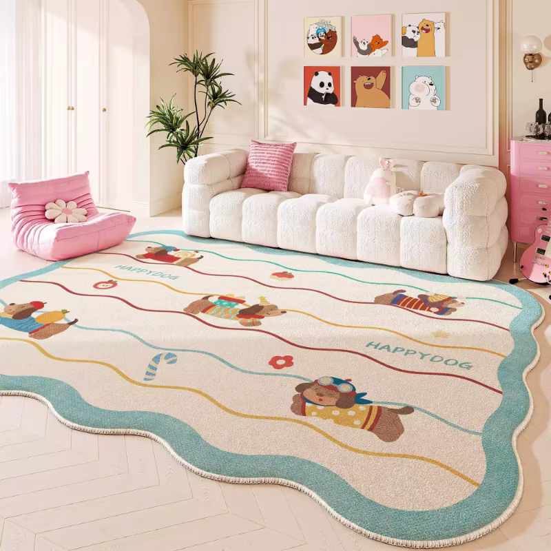 Tapis pour salon, tapis rose motif dessin animé