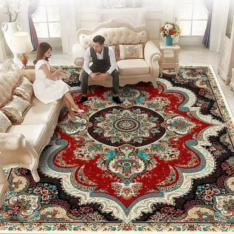 Tapis persan rétro pour la décoration de la maison, style européen, tapis de salon, côté canapé, grande surface, lea, porte d'entrée, Everakroom, polymères de sol