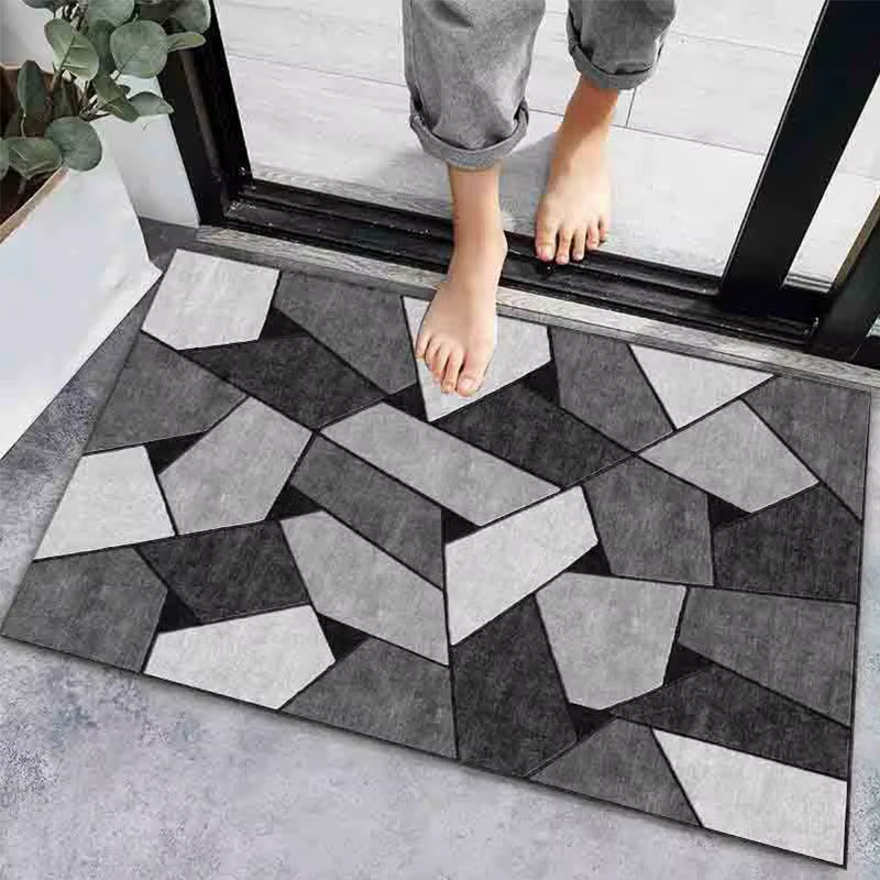 Tapis d'entrée antidérapant moderne super absorbant pour salle de bain