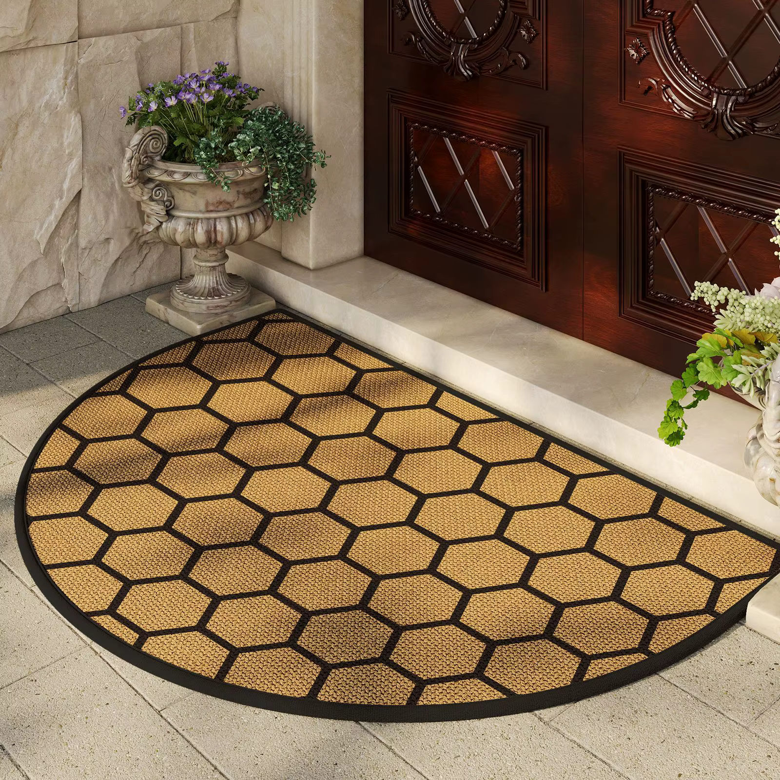 Tapis de sol antidérapant demi-rond