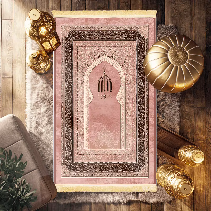 Tapis de prière musulman VIKAMA à motif d'arche rose