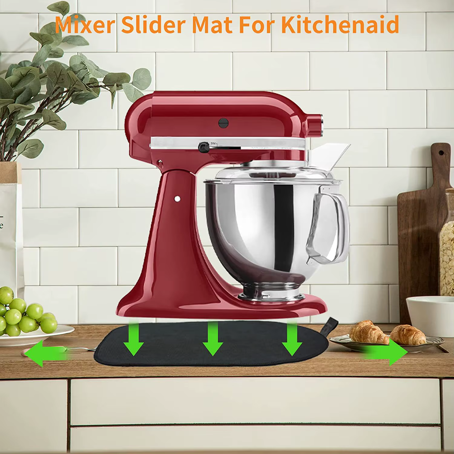 Tapis coulissant pour batteur sur socle inclinable KitchenAid, noir, 6,5L-8L