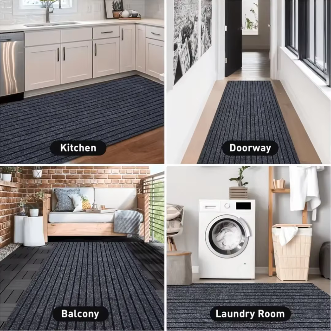 Les tapis rayés sont antidérapants et faciles à nettoyer
