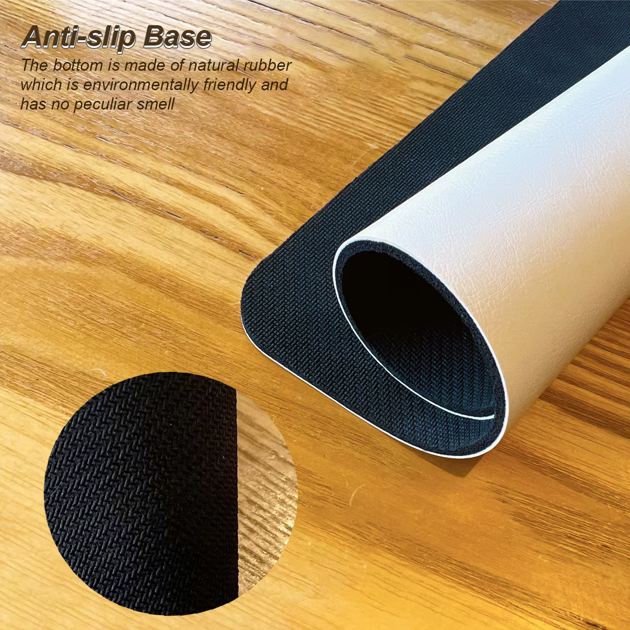 Tapis de souris en cuir souple blanc avec base antidérapante à motif Lichi imperméable pour la maison/bureau/jeu, 10x8 pouces