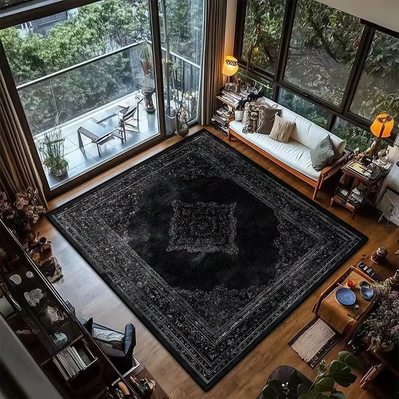 Tapis persan noir rétro
