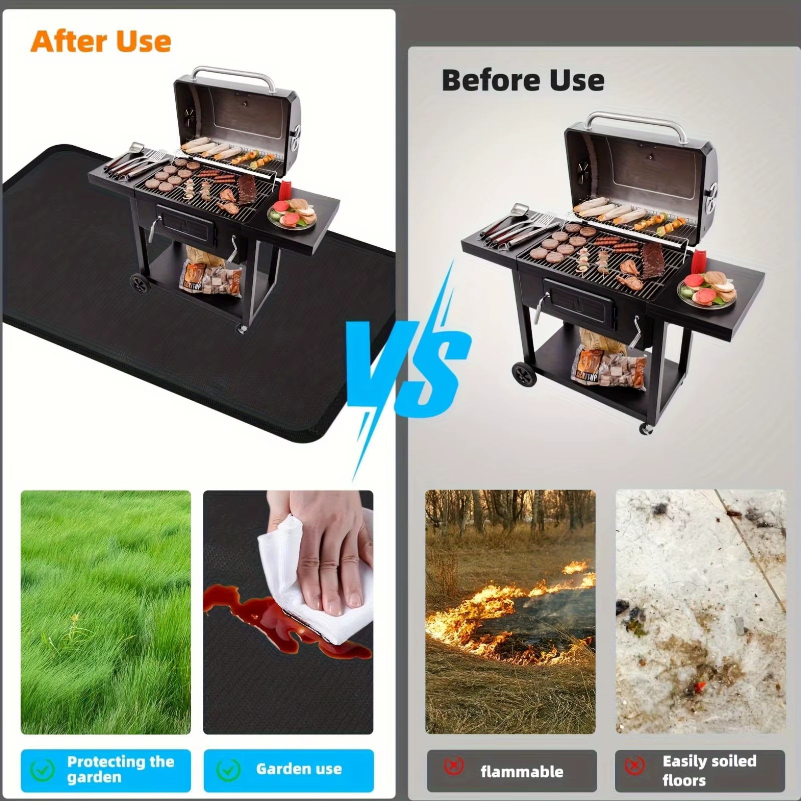 Tapis ignifuge pour barbecue extérieur