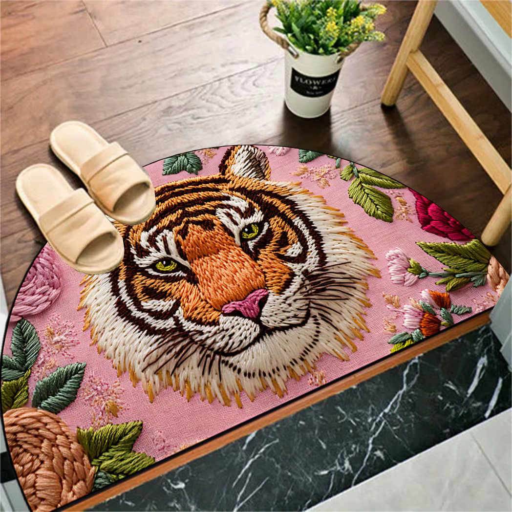 VIKAMA – tapis de sol d'entrée Semi-circulaire imprimé tigre
