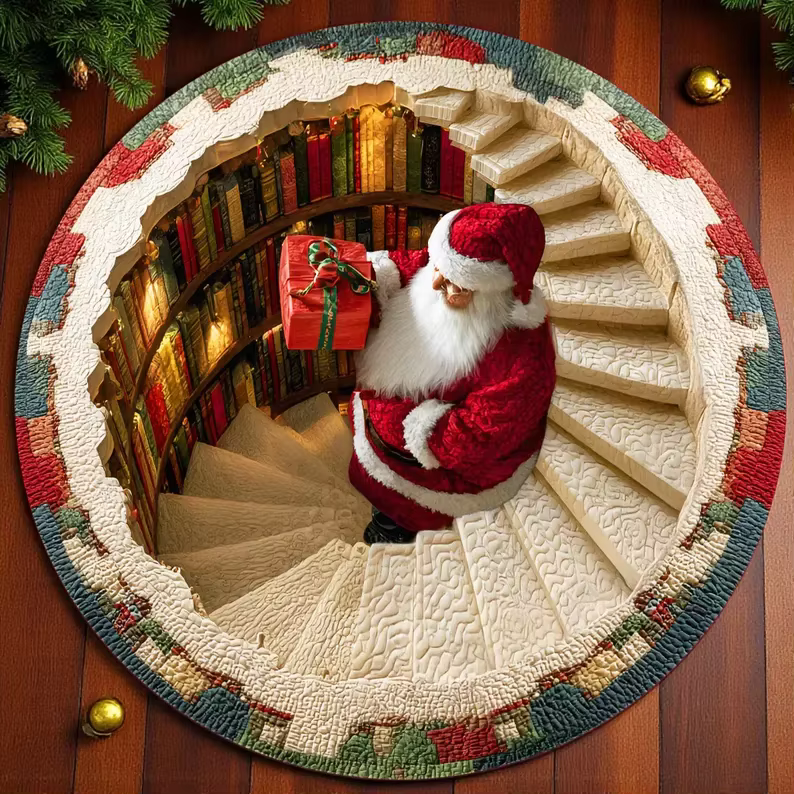 Tapis rond de noël en 3D