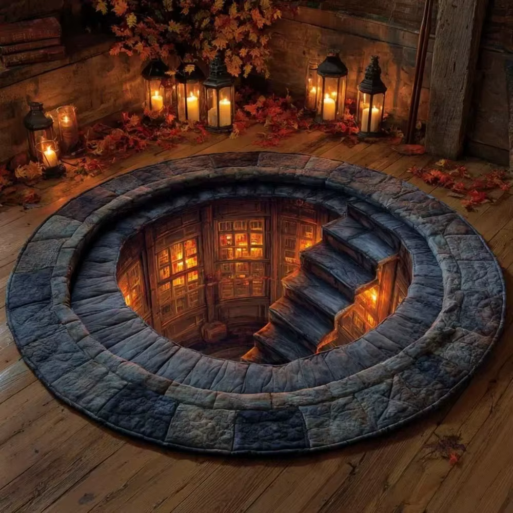 Tapis rond confortable à illusion 3D