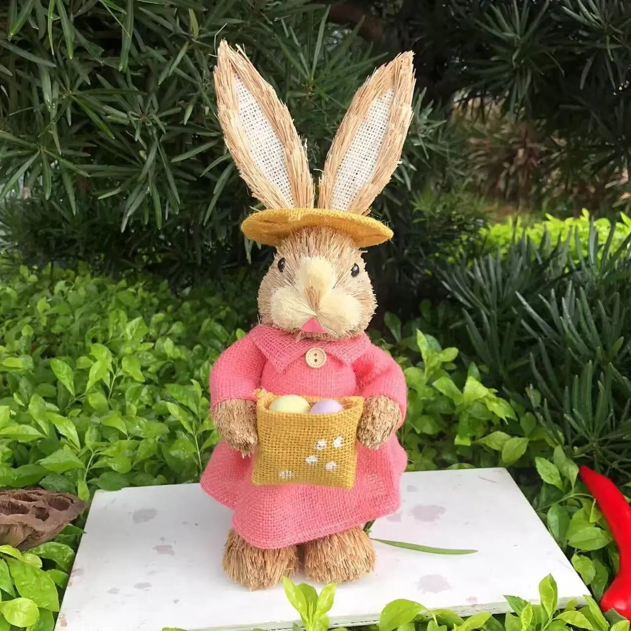 Décoration de lapin de pâques, figurine de lapin, ornement artisanal en queue de chat, vacances à la maison, lapin mignon, décoration de maison, lapin de pâques