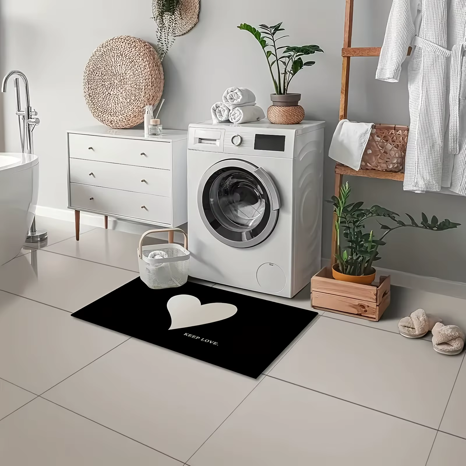 VIKAMA – tapis en forme de cœur pour la saint-valentin, doux et confortable, pour chambre à coucher, antidérapant, pour salle de bain et cuisine, décoration de maison