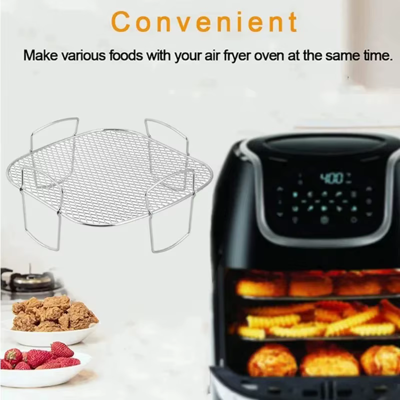 Support de friteuse à Air, support de cuisson en acier inoxydable, empilable, polyvalent, support de pain grillé, plateau de panier, accessoires de friteuse à Air