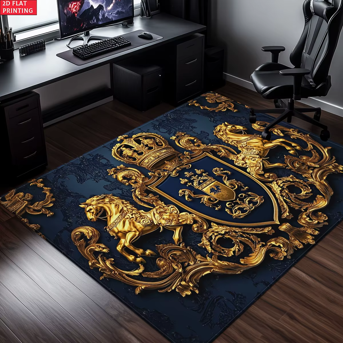 Tapis Royal Crest en velours et flanelle imprimé