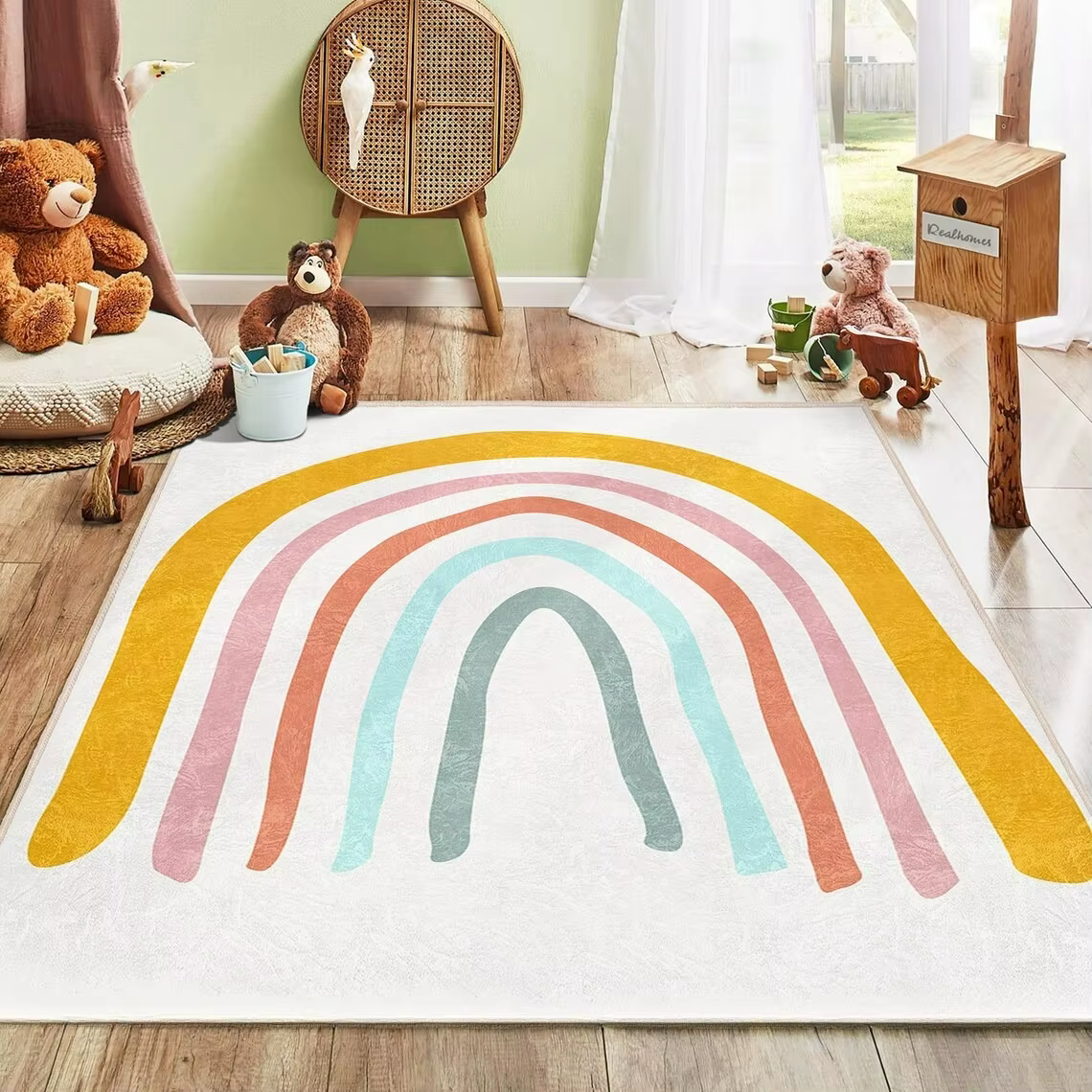 Tapis de pépinière arc-en-ciel coloré pour enfants