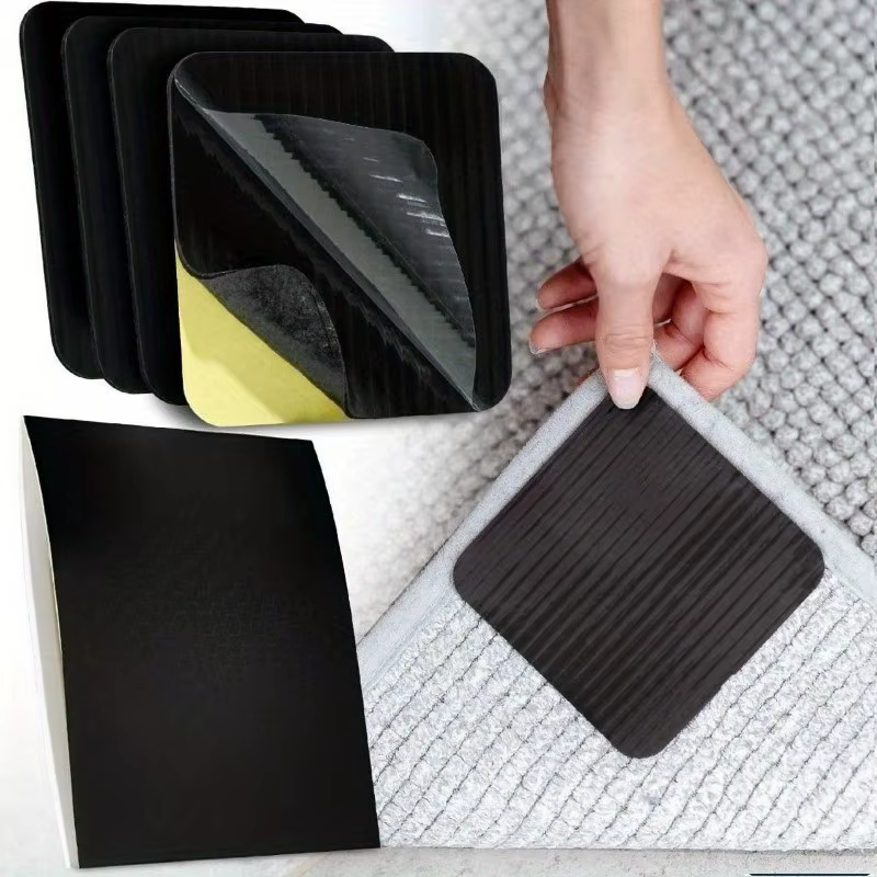 Lot de 4 sous-tapis antidérapants réutilisables et lavables
