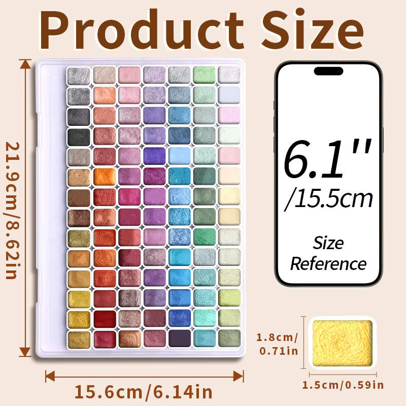 Ensemble de peinture aquarelle scintillante métallique de 98 couleurs, Pigments de perles pour artistes, amateurs pour l'illustration, le Scrapbooking, la décoration