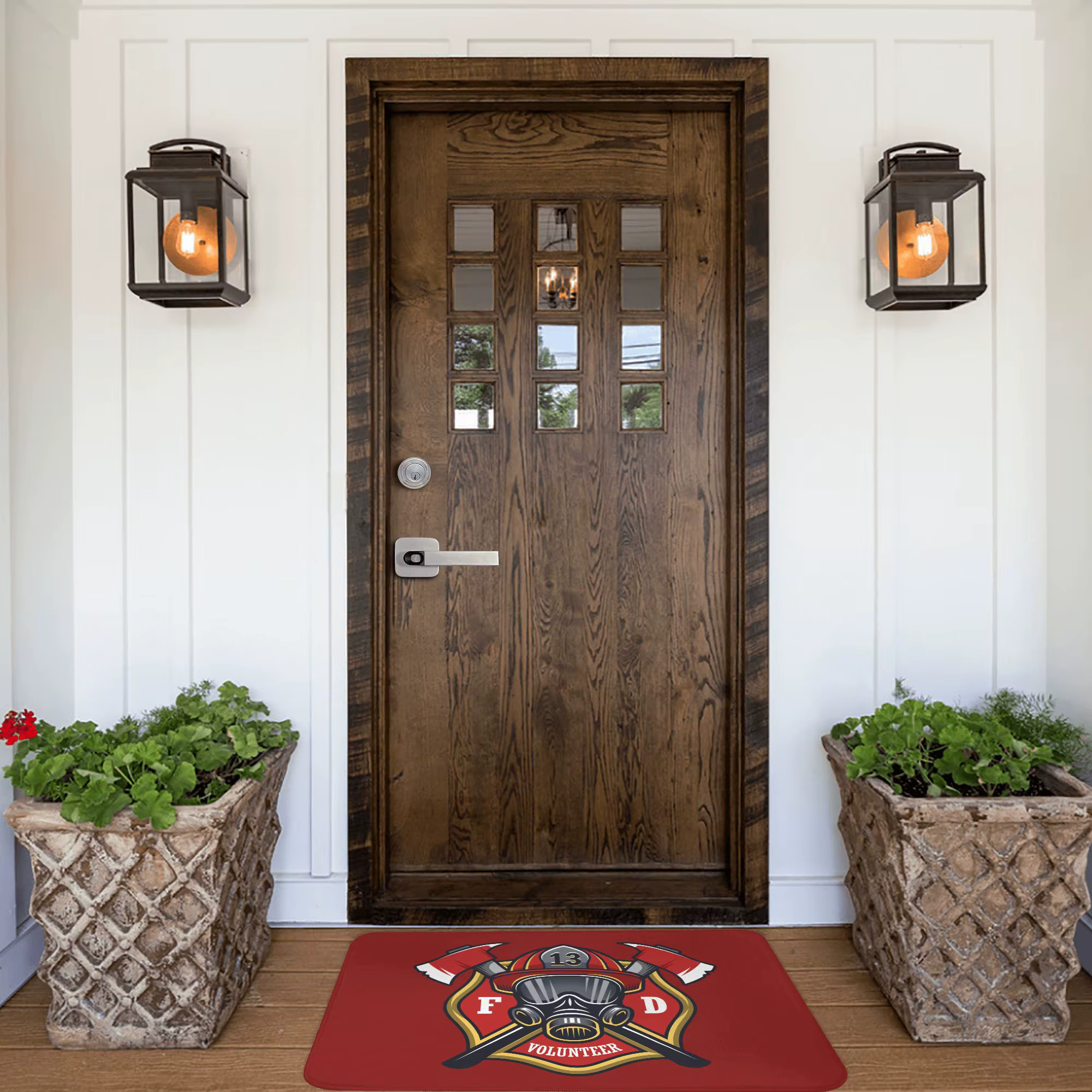 Tapis de porte d'entrée de crâne de pompier