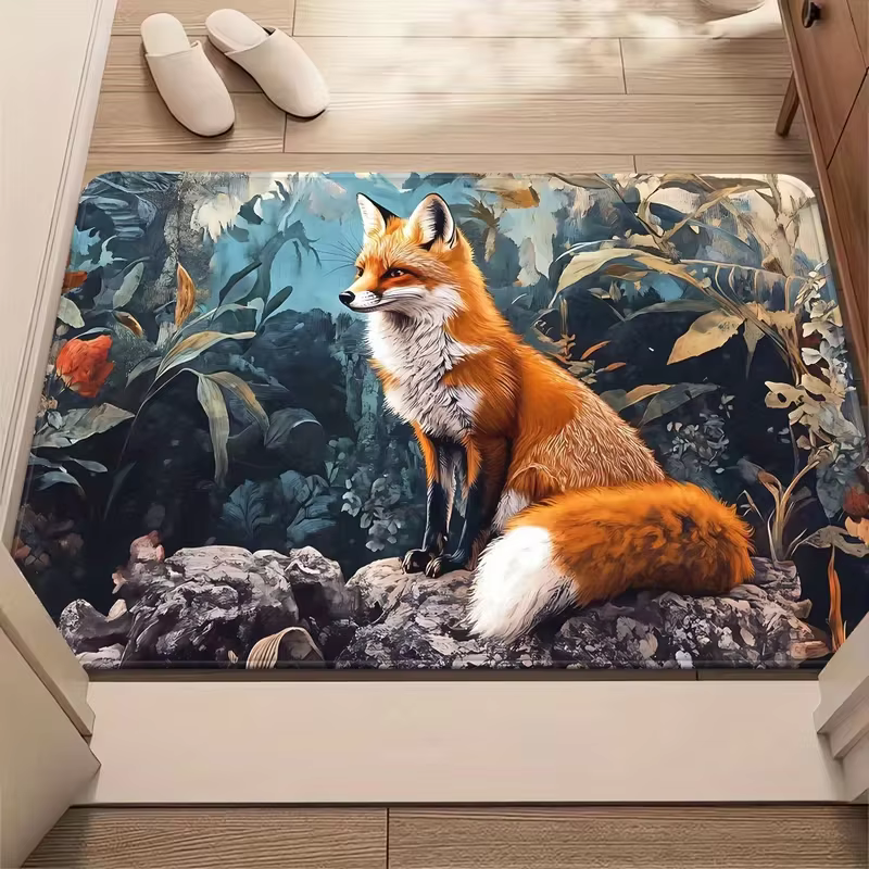 Tapis de porte élégant en forme de renard