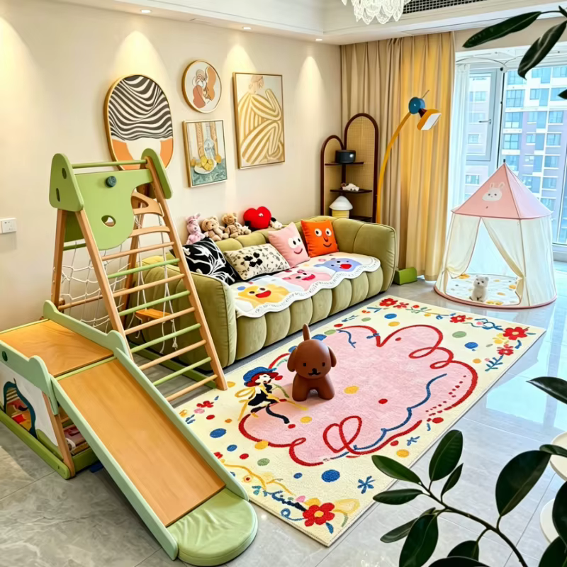Tapis en peluche couleur Dopamine pour la décoration de chambre