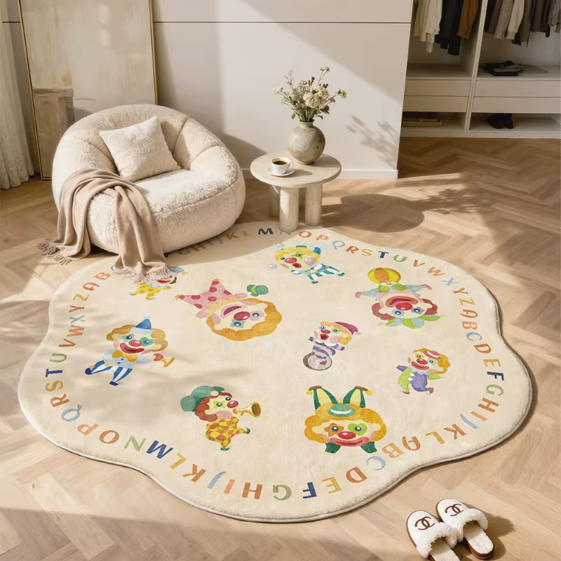 Tapis rond à motif de dessin animé pour décoration de chambre à coucher