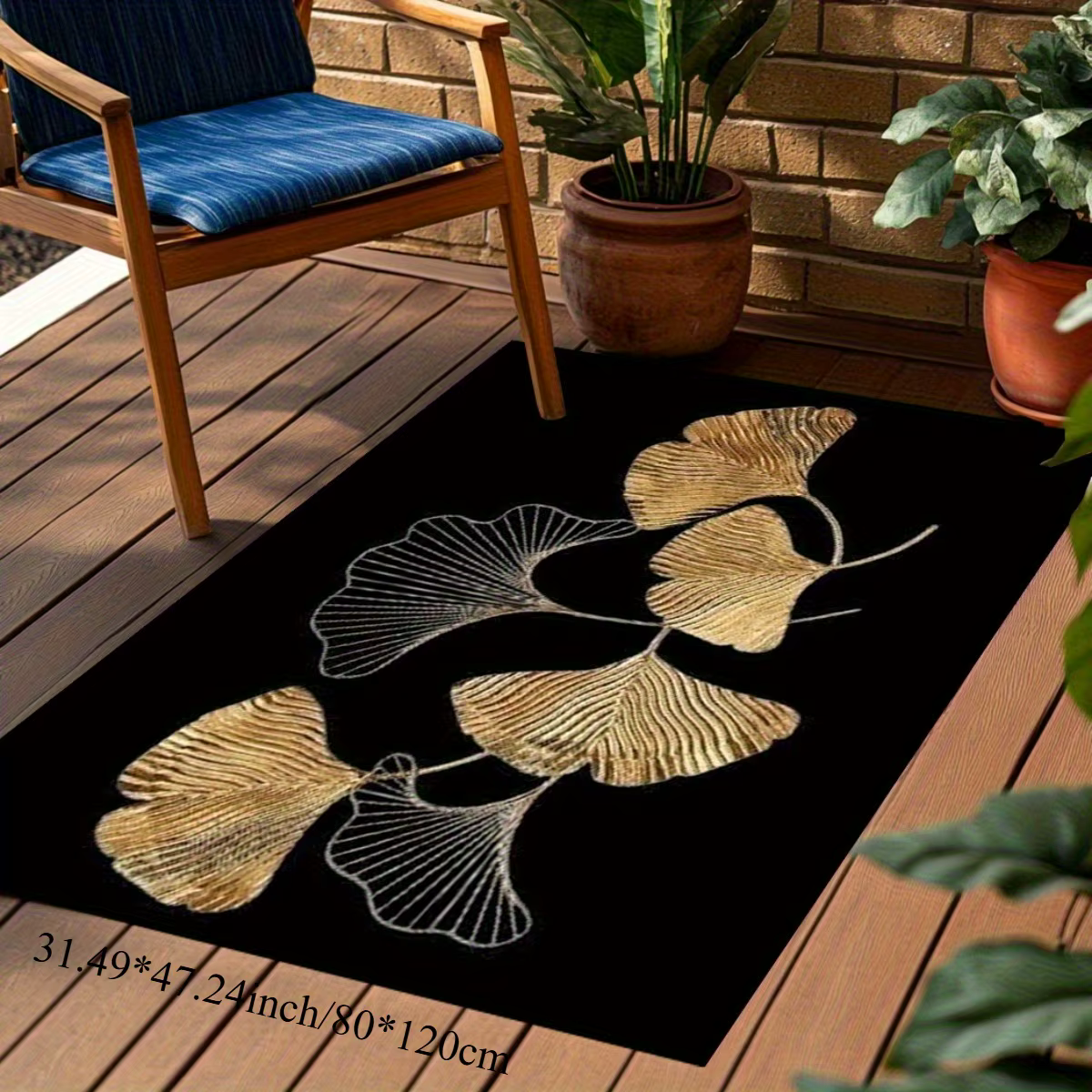 Tapis en flanelle imprimé feuille de ginkgo