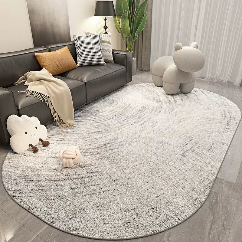 Tapis ovale de luxe léger pour décoration de chambre à coucher