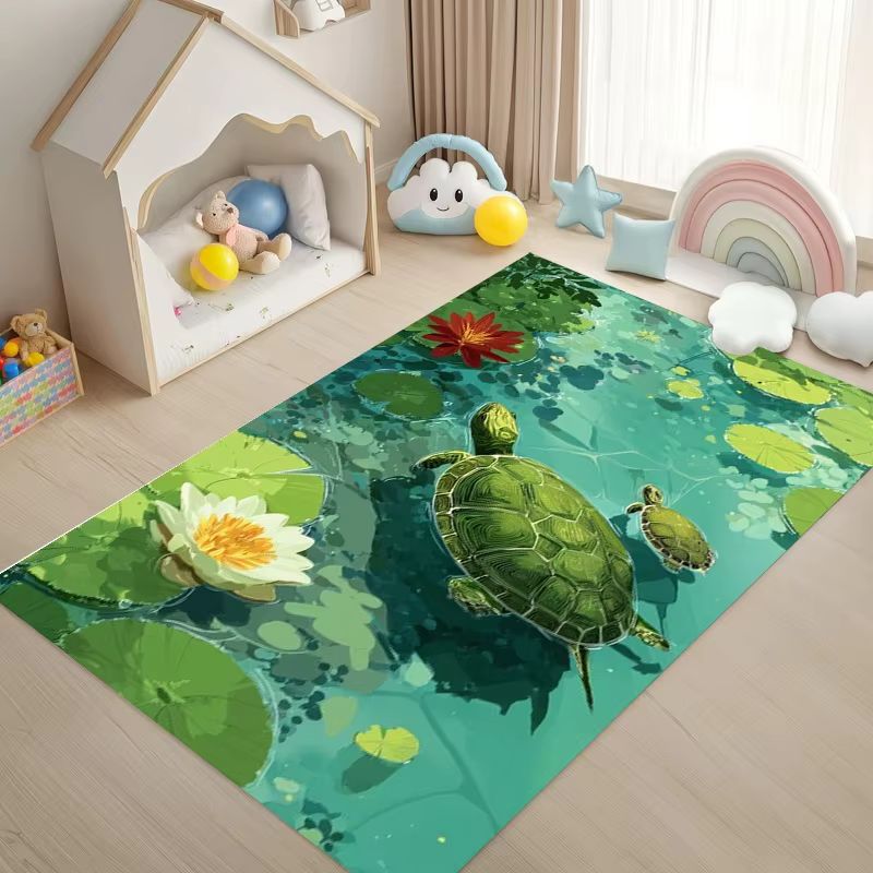 Tapis d'appoint oriental en aquarelle avec motif de carpes koï