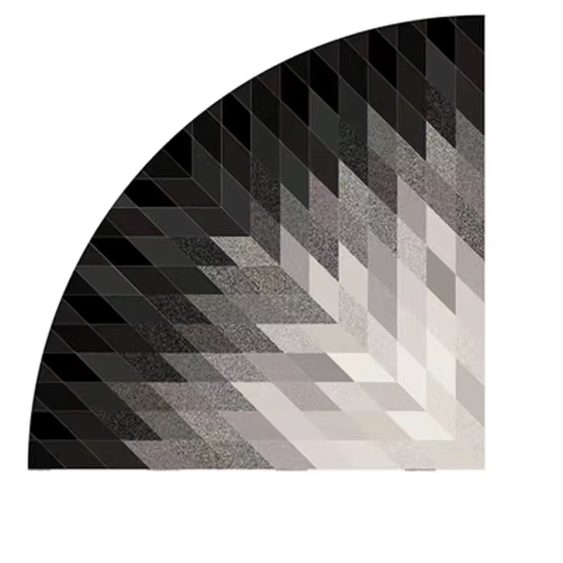 Tapis moelleux décoratif d'angle de zone de quart de cercle pour le salon