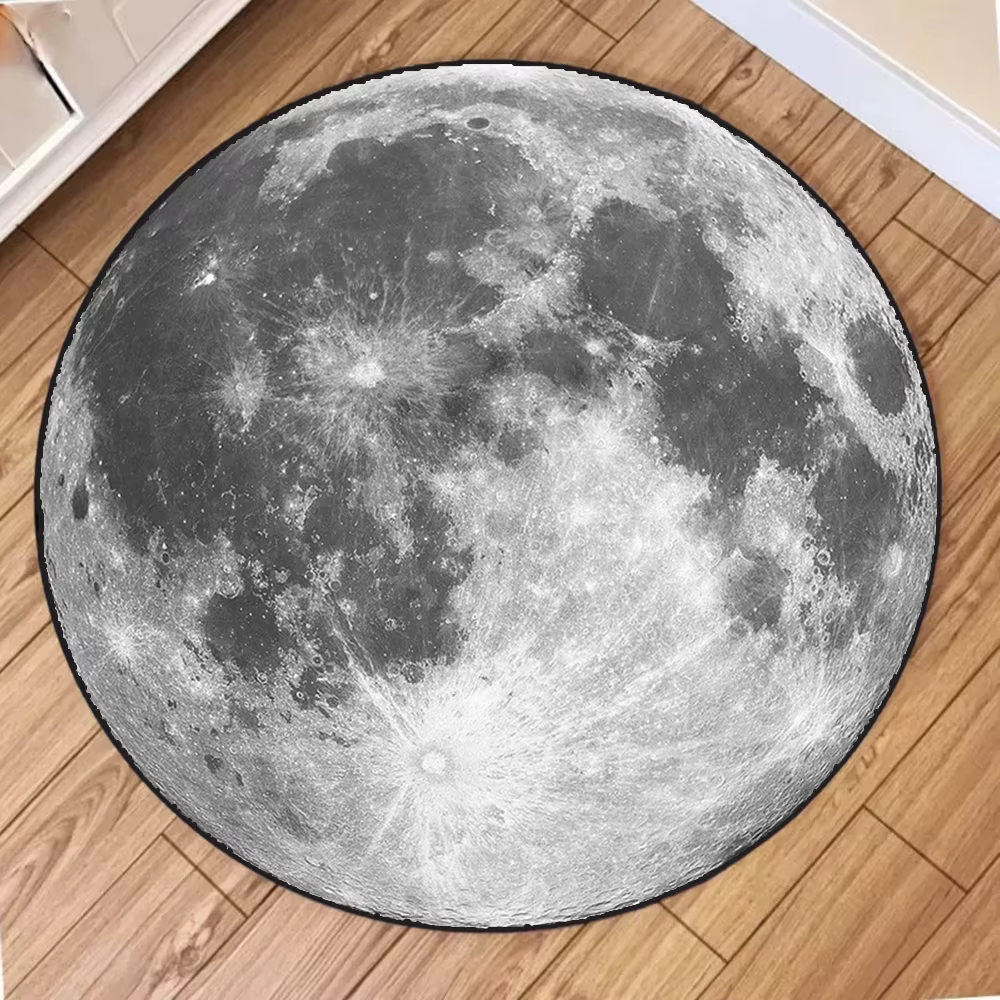 Tapis rond créatif imprimé terre et lune