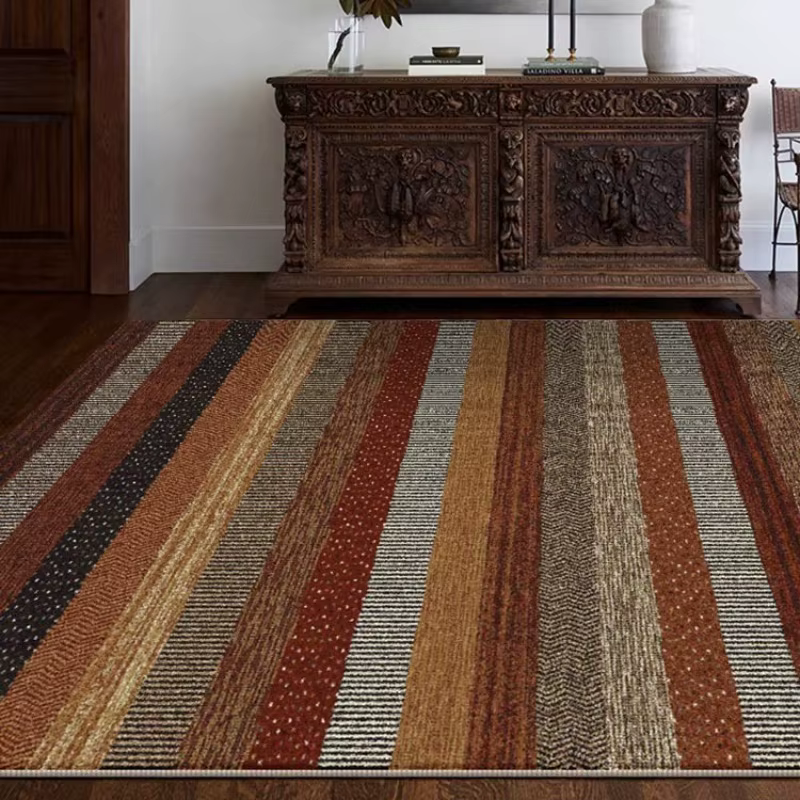 Tapis de salon rétro, rayé de haute qualité