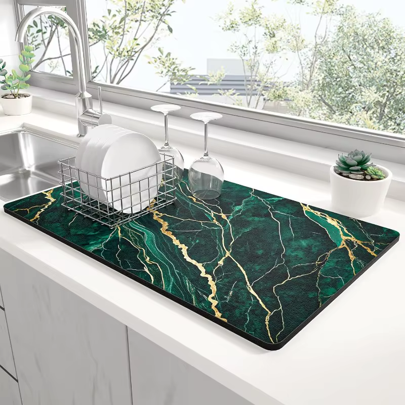 Tapis de séchage de cuisine en marbre