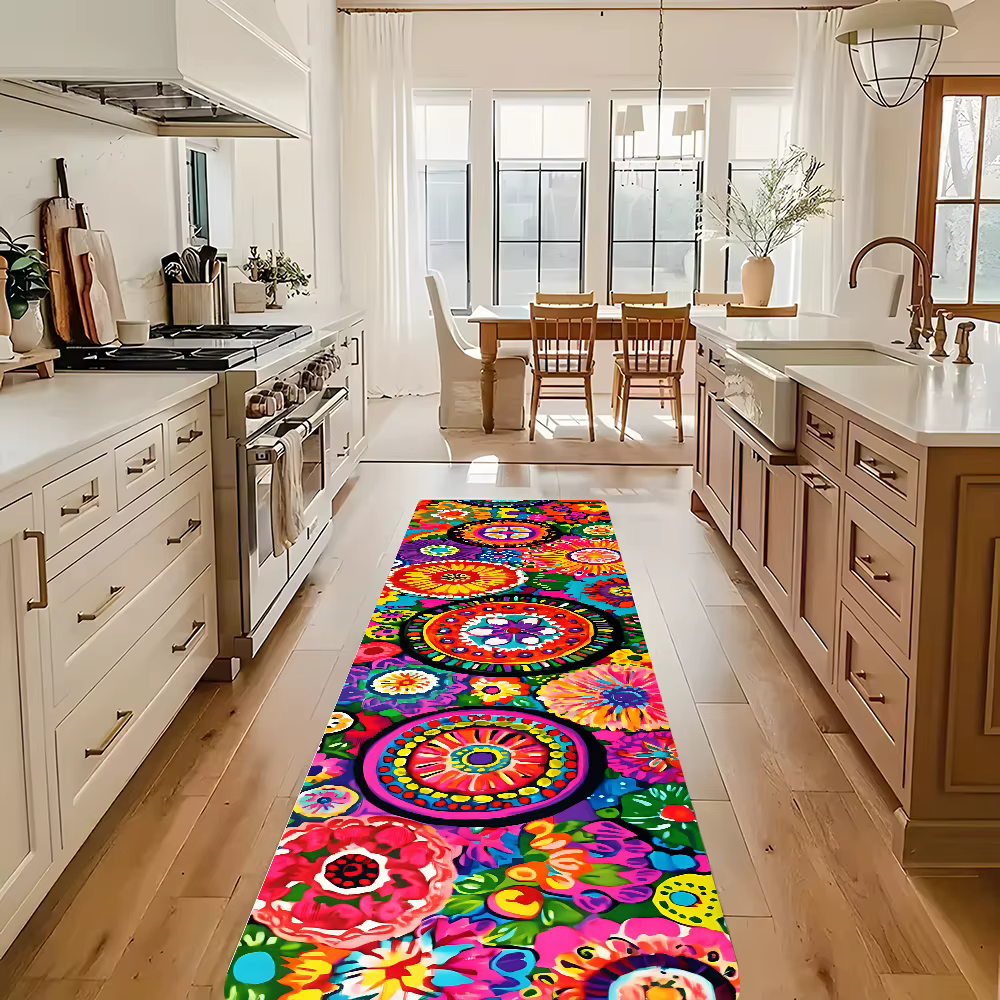 VIKAMA Vintage fleur tapis couleurs vives cuisine