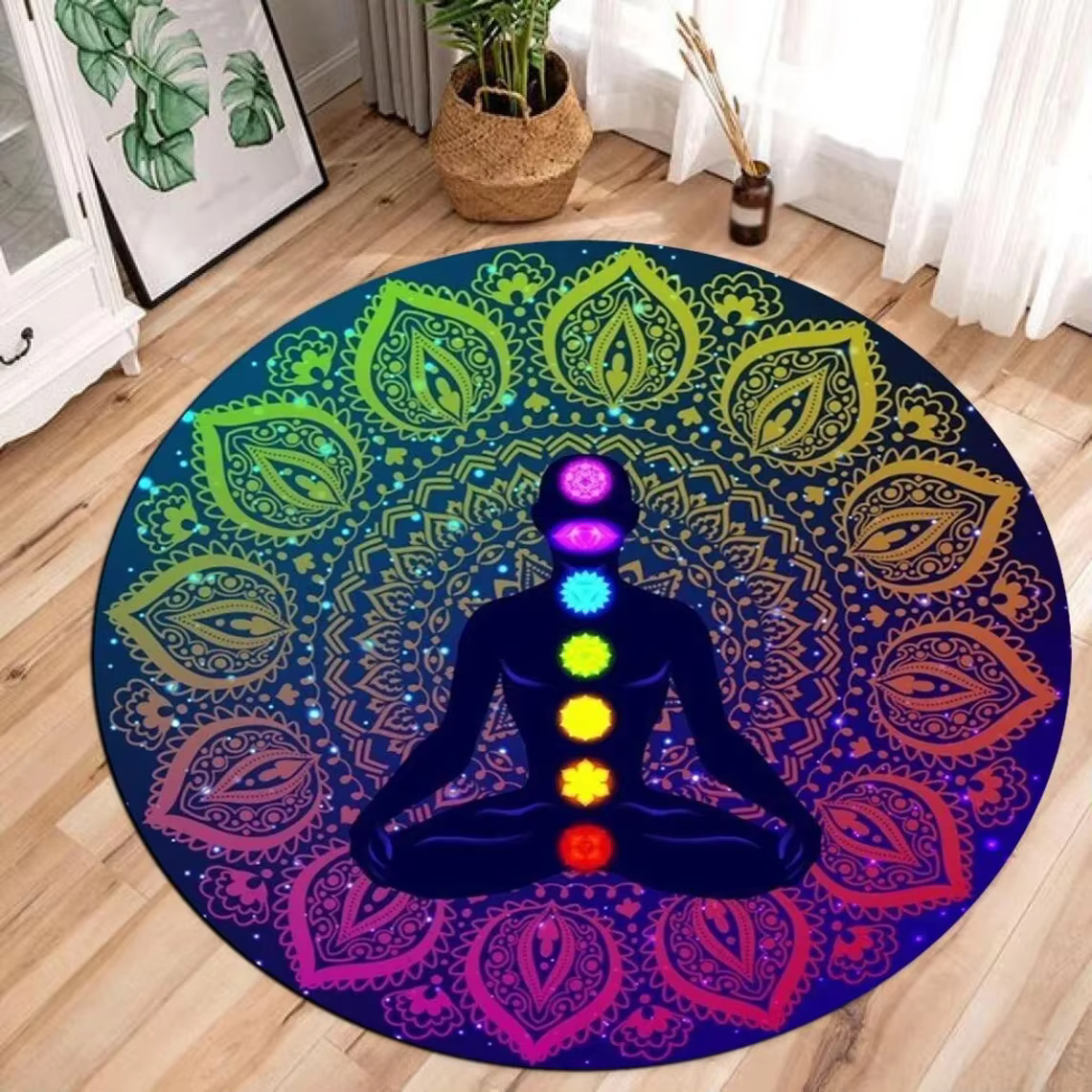 Tapis de méditation 7 chakras pour décor de salon