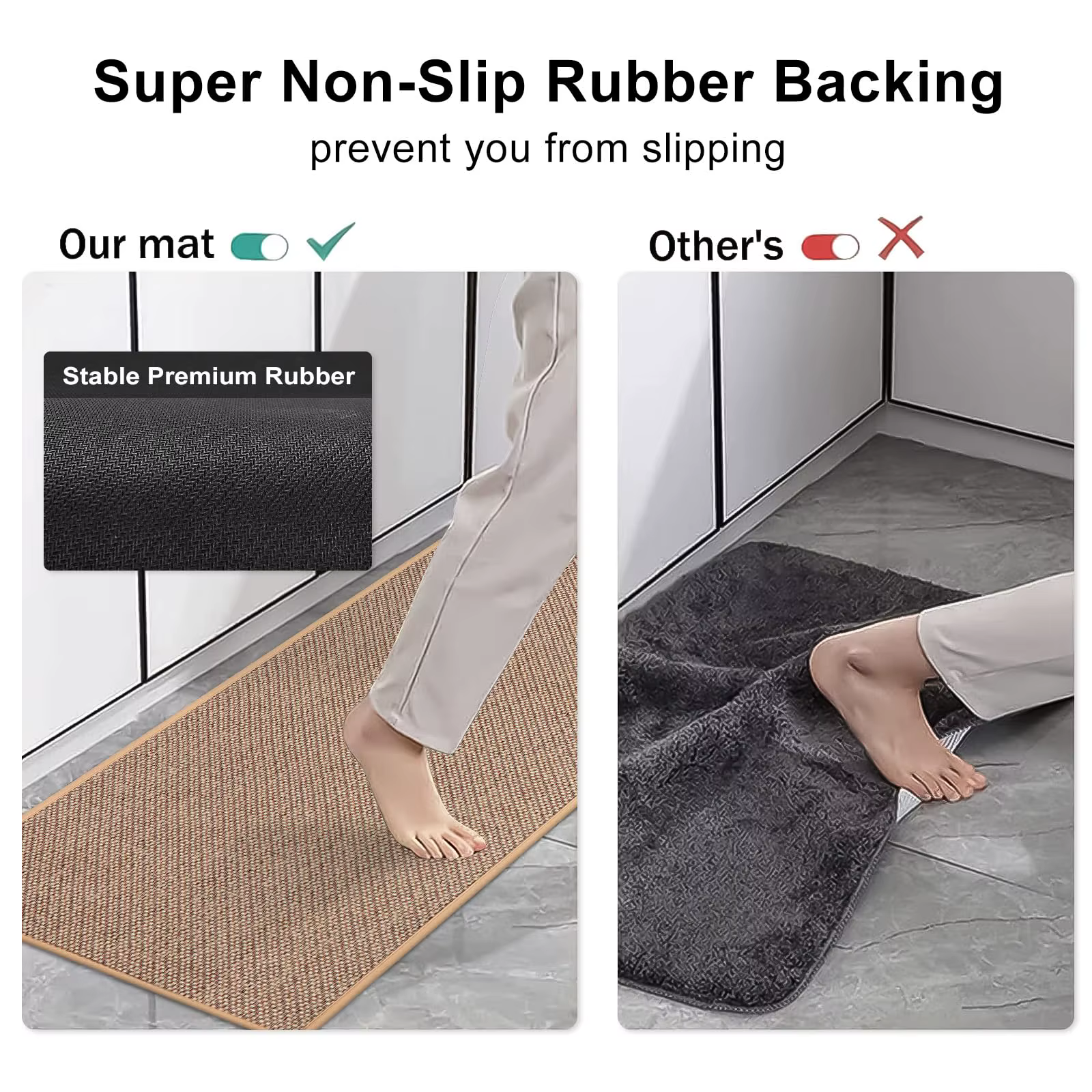 Tapis de sol de cuisine tissé en lin