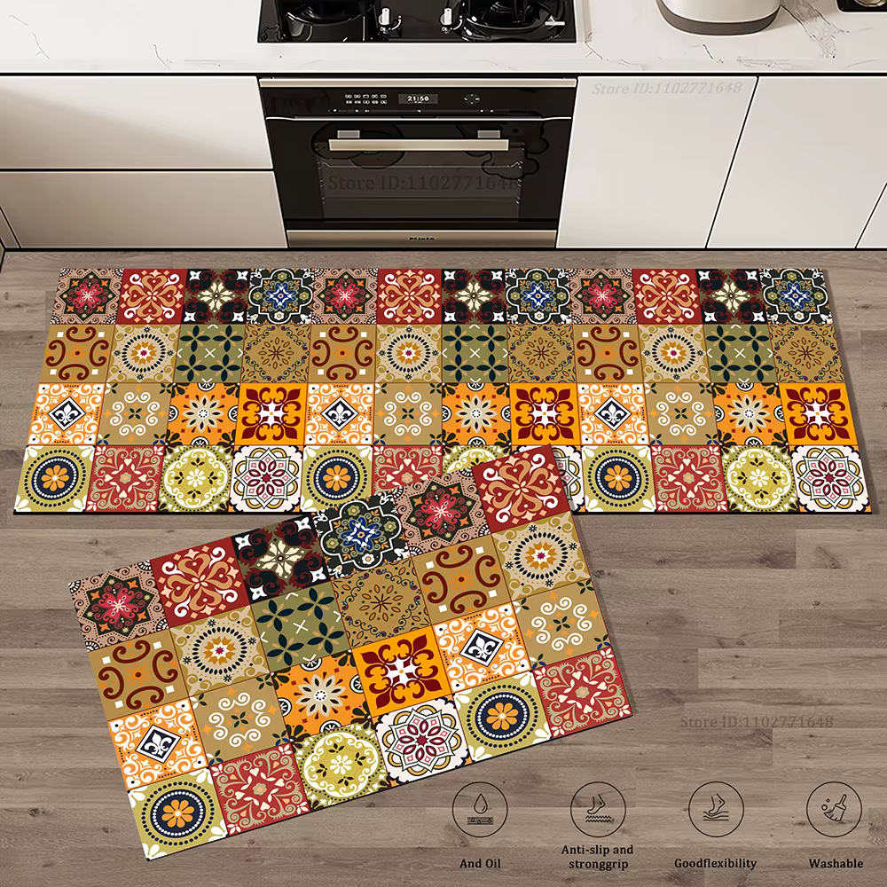 Tapis de cuisine rétro antidérapant