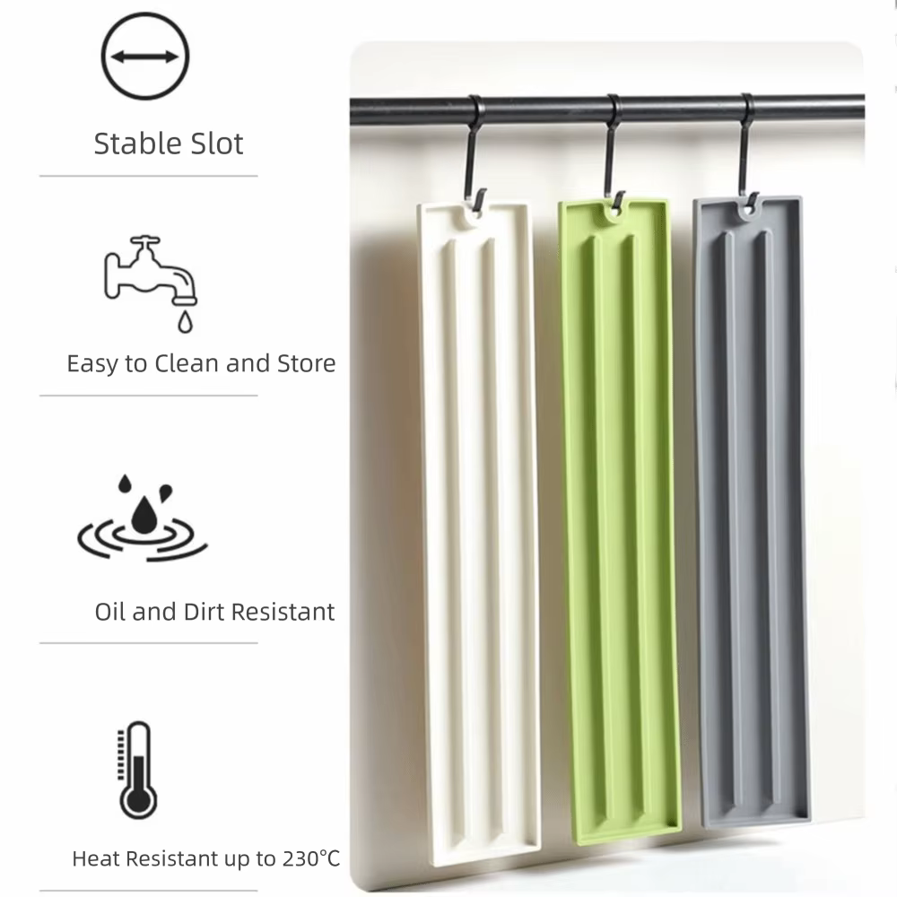 Tapis de protection multifonctionnel pour comptoir de cuisine, support pour couvercles de casseroles, tapis anti-éclaboussures, tapis de drainage antidérapant pour robinet d'évier