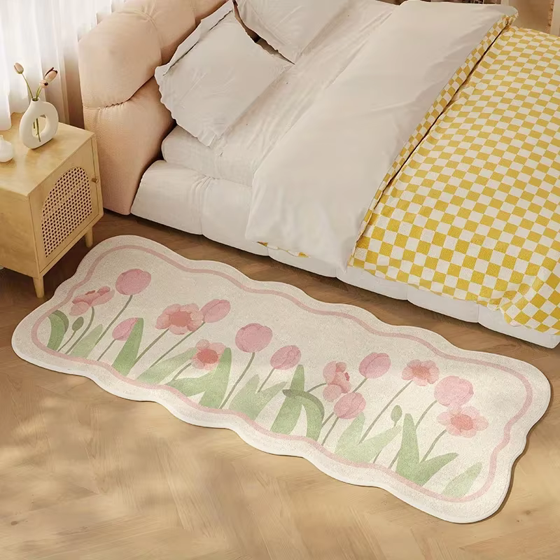 Tapis de sol en peluche à fleurs