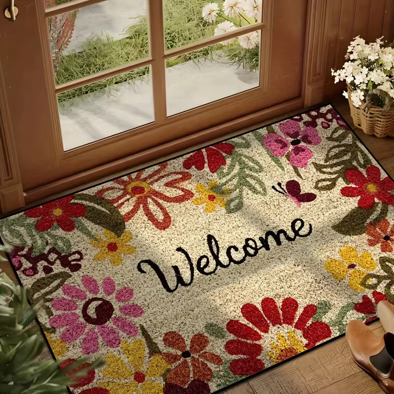 VIKAMA Garden Style Tapis de bienvenue à fleurs