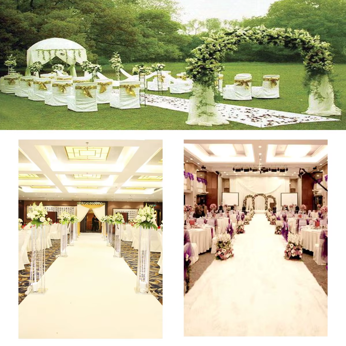 Tapis blanc antidérapant pour couloir de mariage