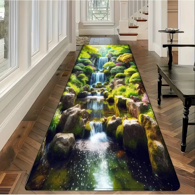 Tapis de couloir VIKAMA 3D avec cascade de jardin japonais