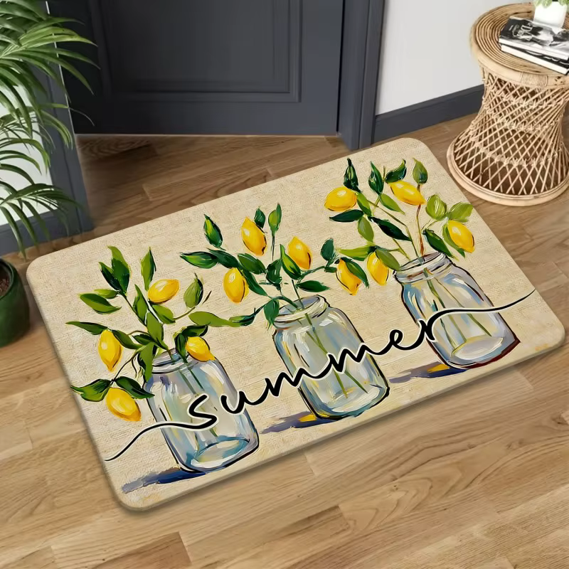 Tapis de porte luxueux motif paon bleu et or vintage